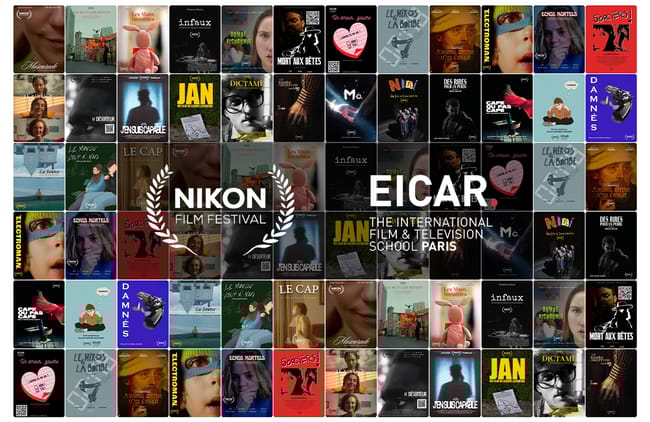 Photo des affiches des court-métrages des étudiants EICAR présentés à la 15ème édition duNikon